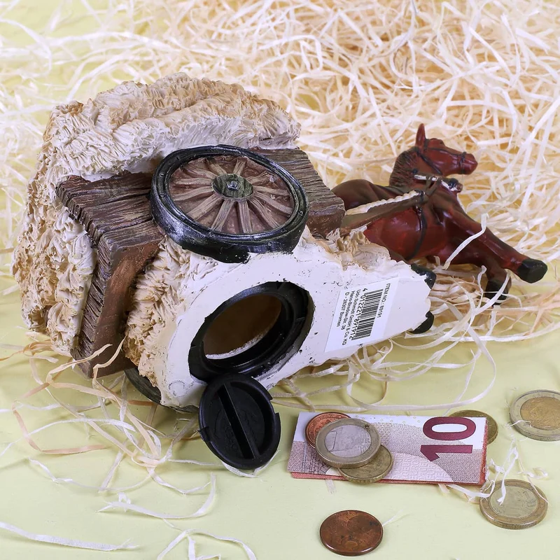 Spardose Heuwagen mit Pferd
