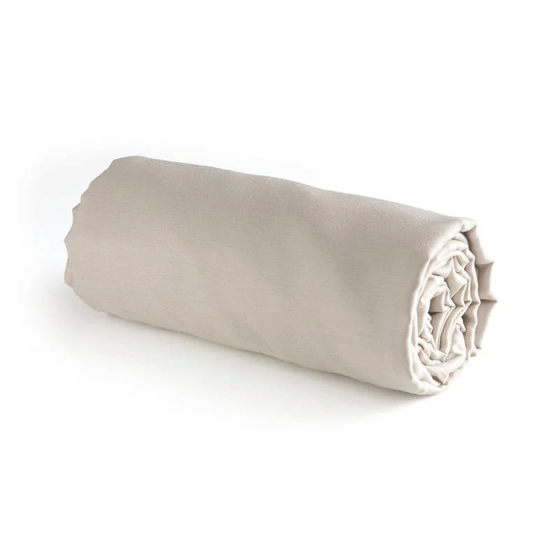 Drap plat satin de coton - Beige