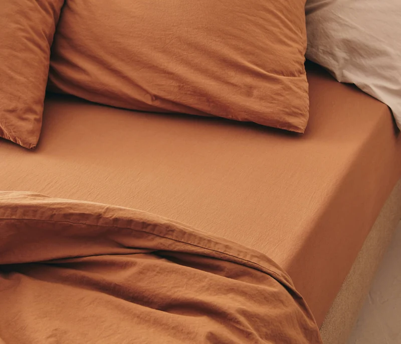 Drap housse en coton lavé