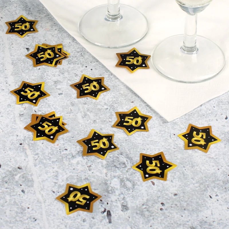 Konfetti zum 50. Geburtstag - Star in Gold und Schwarz