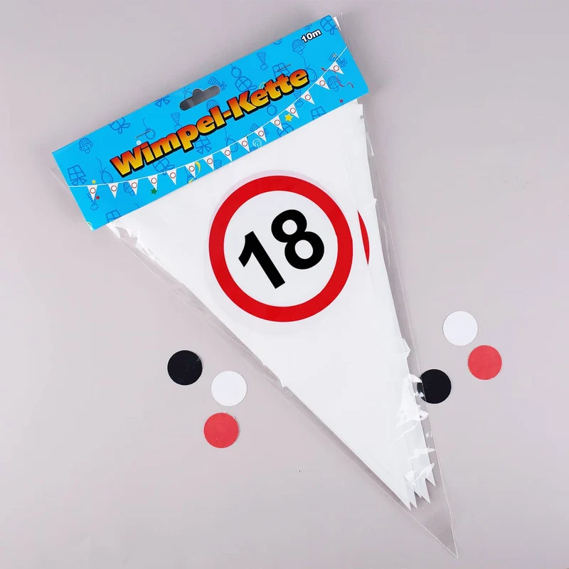 Wimpelkette Verkehrszeichen zum 18. Geburtstag