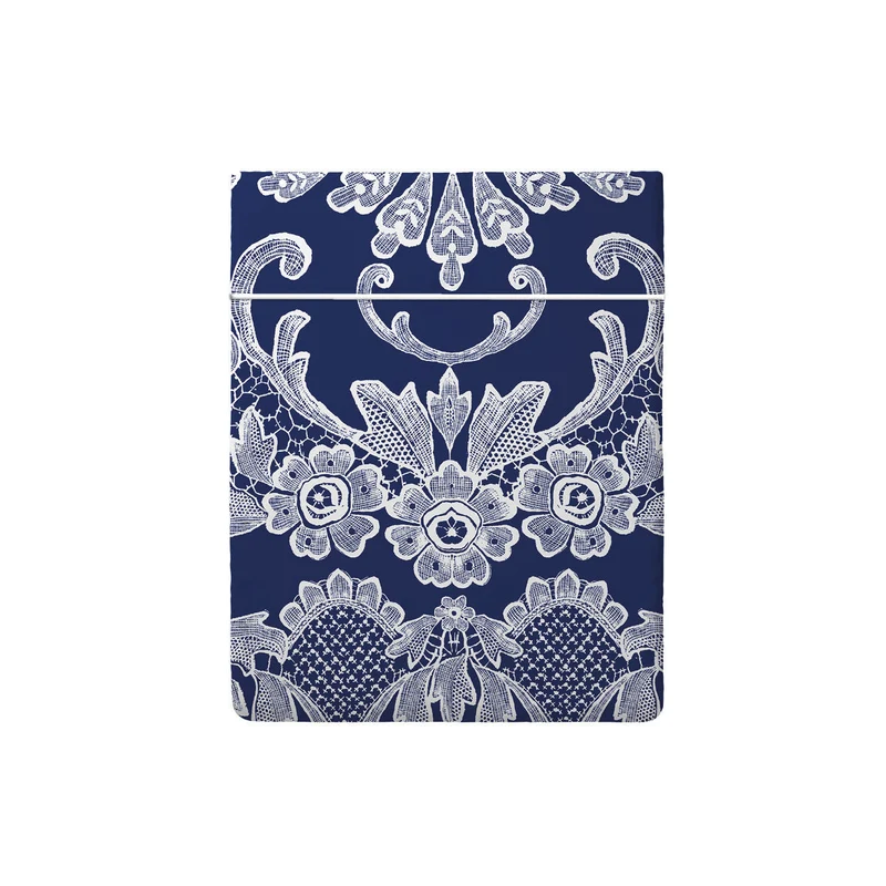 Drap plat satin de coton - Passementerie bleu