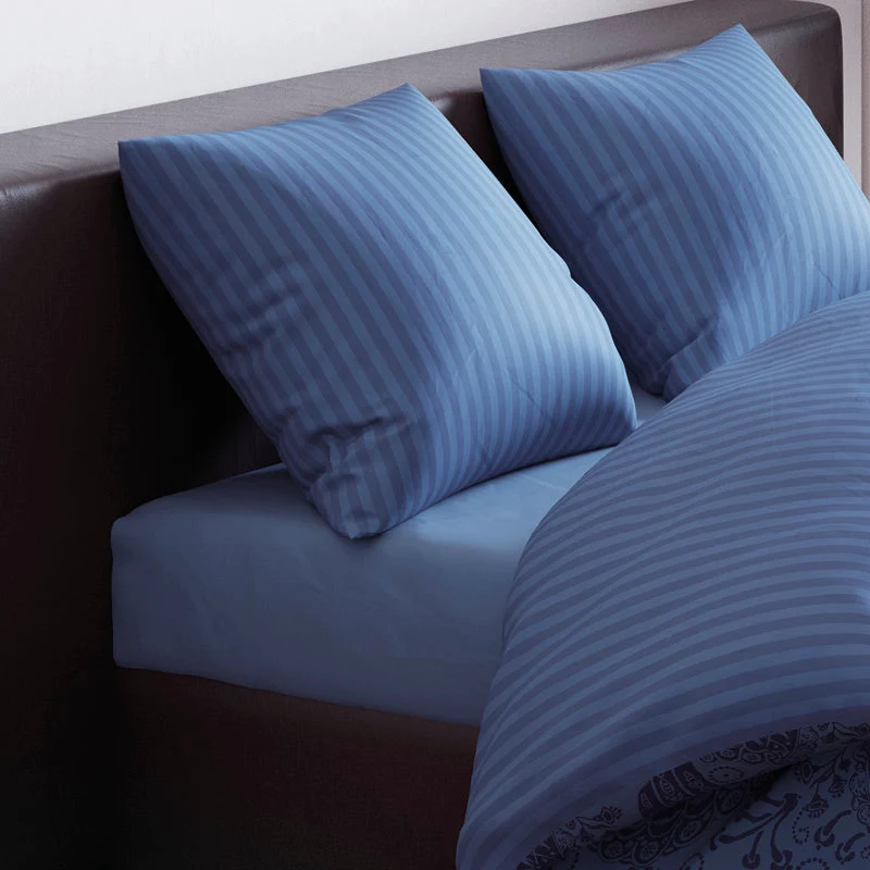 Drap-housse satin de coton - Bleu