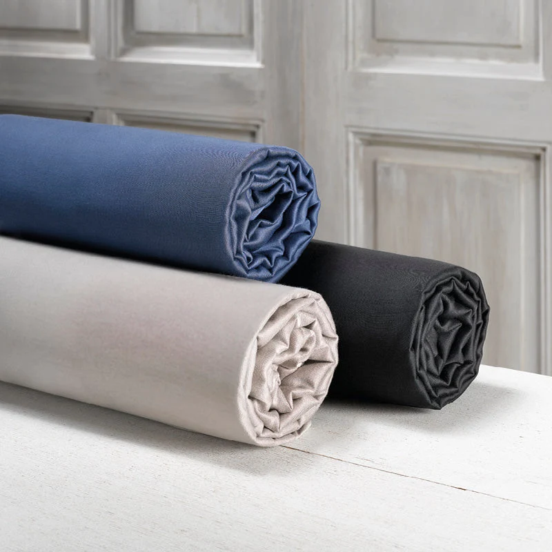 Drap-housse satin de coton - Bleu