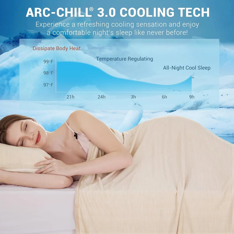 Elegear Light Brown Cooling Blanket – Arc-Chill 3.0, Q-Max>0.5, Multi-Size Options