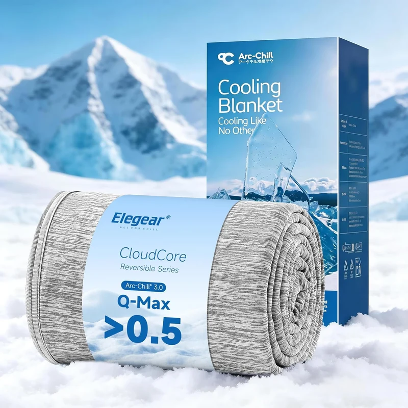Elegear Gray Cooling Blanket – Arc-Chill 3.0, Q-Max>0.5, Multi-Size Options