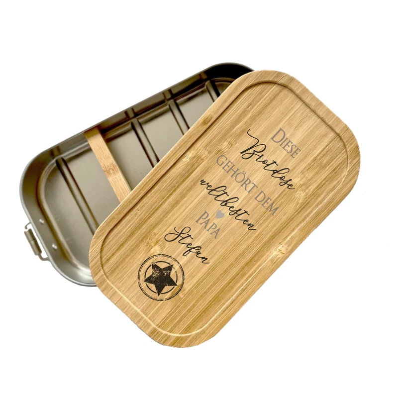 Brotdose "weltbester Papa" mit Bambusdeckel und Namen für Väter | Lunchbox mit liebevollem Spruch | Personalisierte Geschenkidee zum Geburtstag | Weihnachten | Vatertag