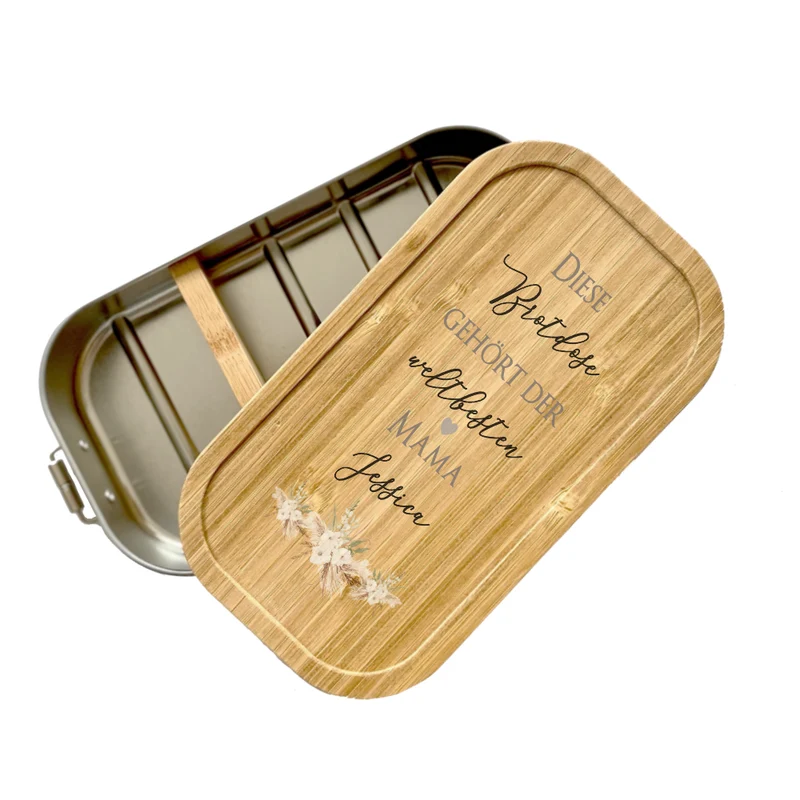 Brotdose "weltbeste Mama" mit Bambusdeckel und Namen für Mütter | Lunchbox mit liebevollem Spruch | Personalisierte Geschenkidee zum Geburtstag | Weihnachten | Muttertag