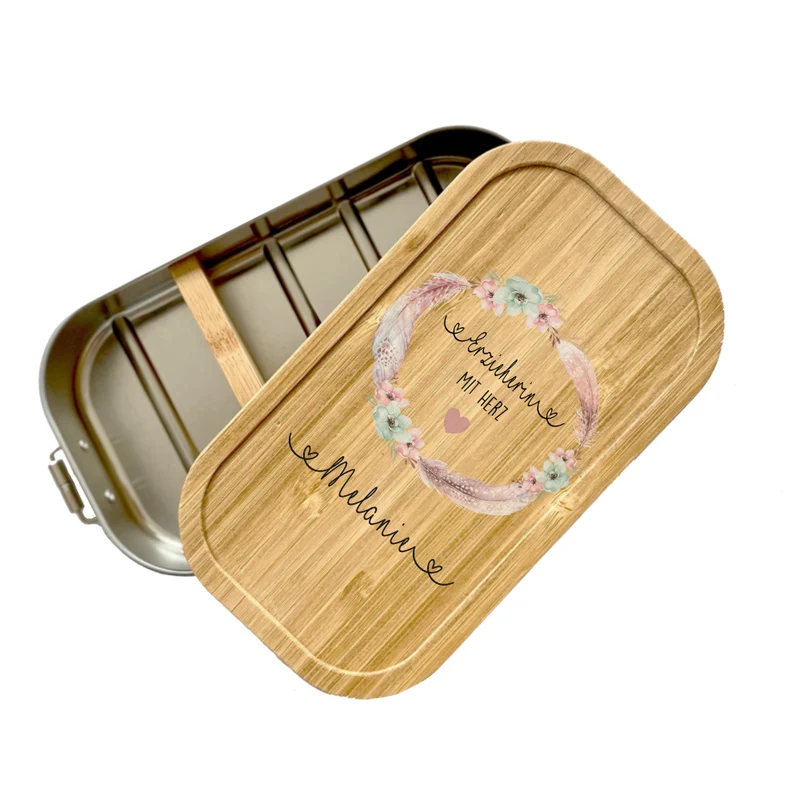 Brotdose "Erzieherin mit Herz" mit Namen | Lunchbox als Geschenk | Personalisierte Geschenkidee für Kindergärtnerin | Dankeschön