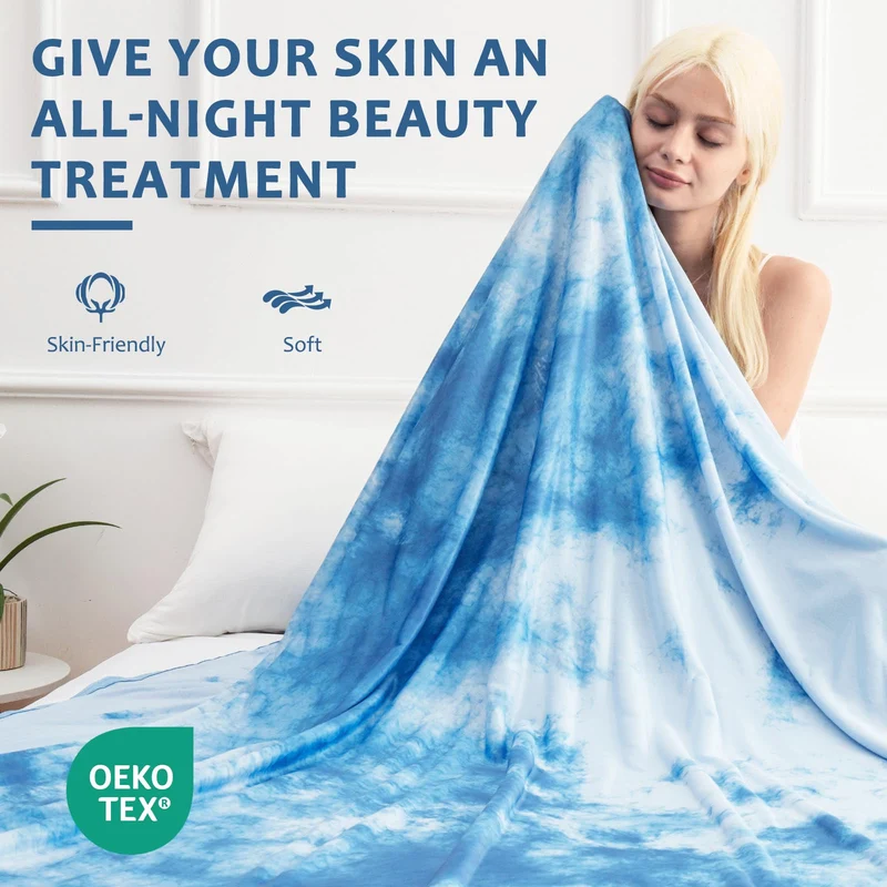 Arc-Chill Tie Dye Cooling Blanket – Q-Max 0.5+ Double-Layer Dual-Sided Cool Touch Blanket for Comfortable Summer Nights – Blue