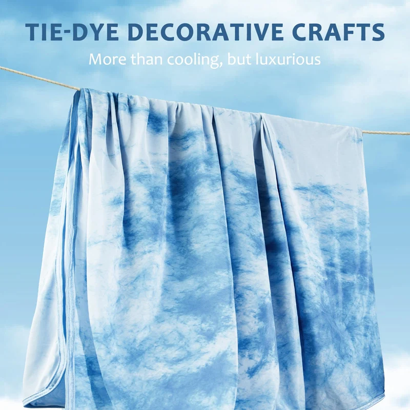 Arc-Chill Tie Dye Cooling Blanket – Q-Max 0.5+ Double-Layer Dual-Sided Cool Touch Blanket for Comfortable Summer Nights – Blue