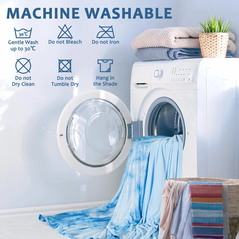 Arc-Chill Tie Dye Cooling Blanket – Q-Max 0.5+ Double-Layer Dual-Sided Cool Touch Blanket for Comfortable Summer Nights – Blue