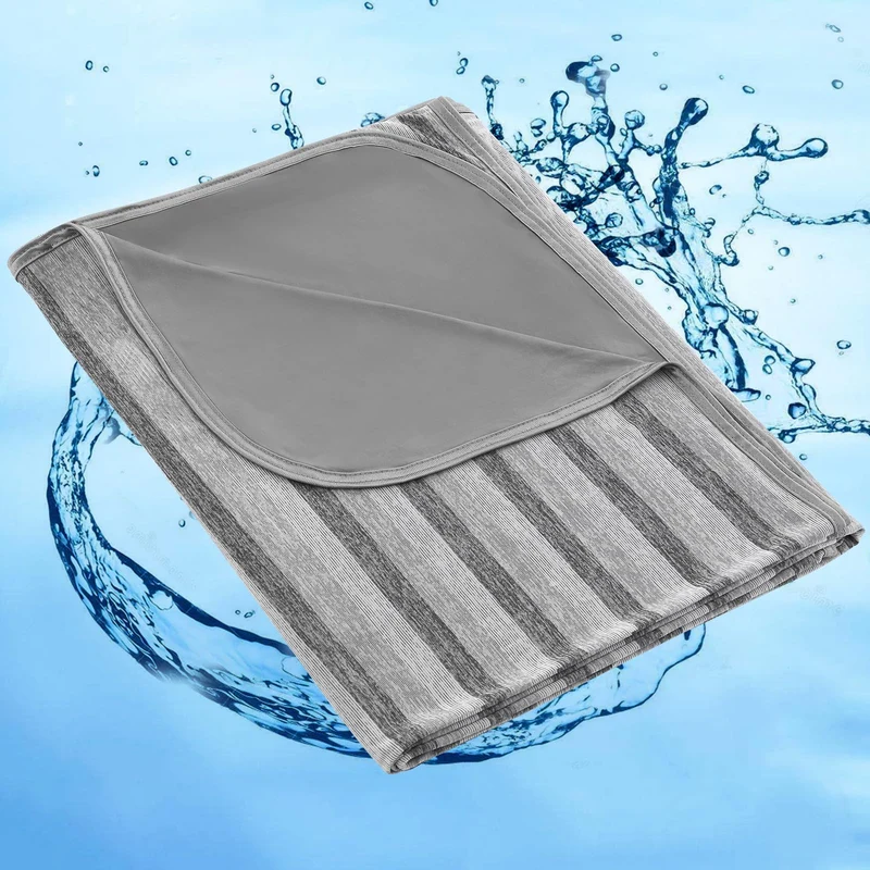 Elegear Dual-Sided Cooling Blanket –Striped Design, Arc-Chill Q-Max > 0.5, Grey
