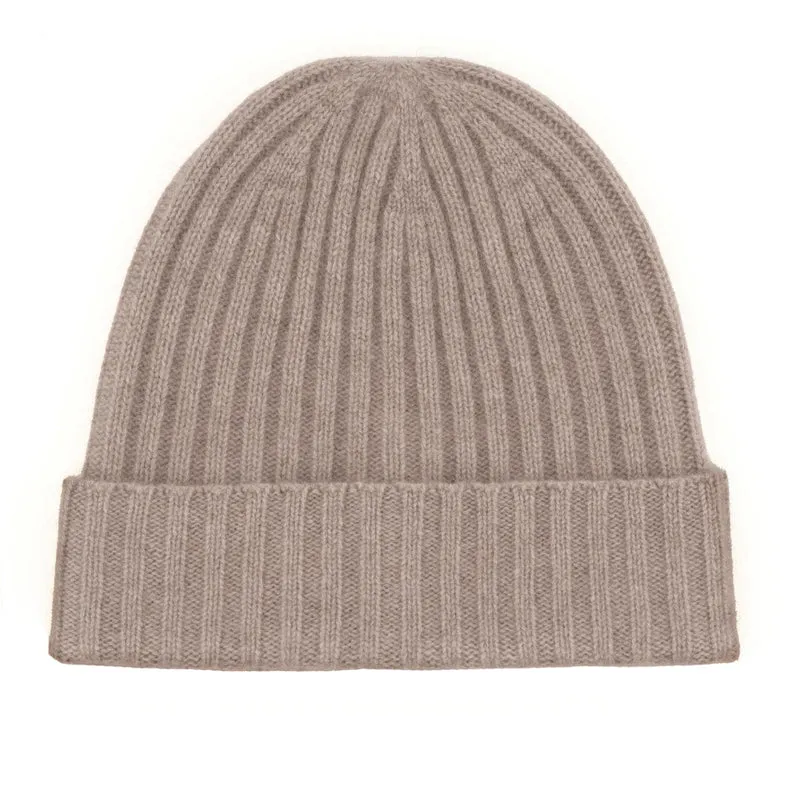Bonnet à côtes anglaises cachemire - Taupe