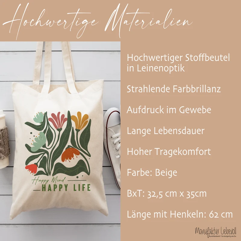 Stoffbeutel Flower mit Sprüchen