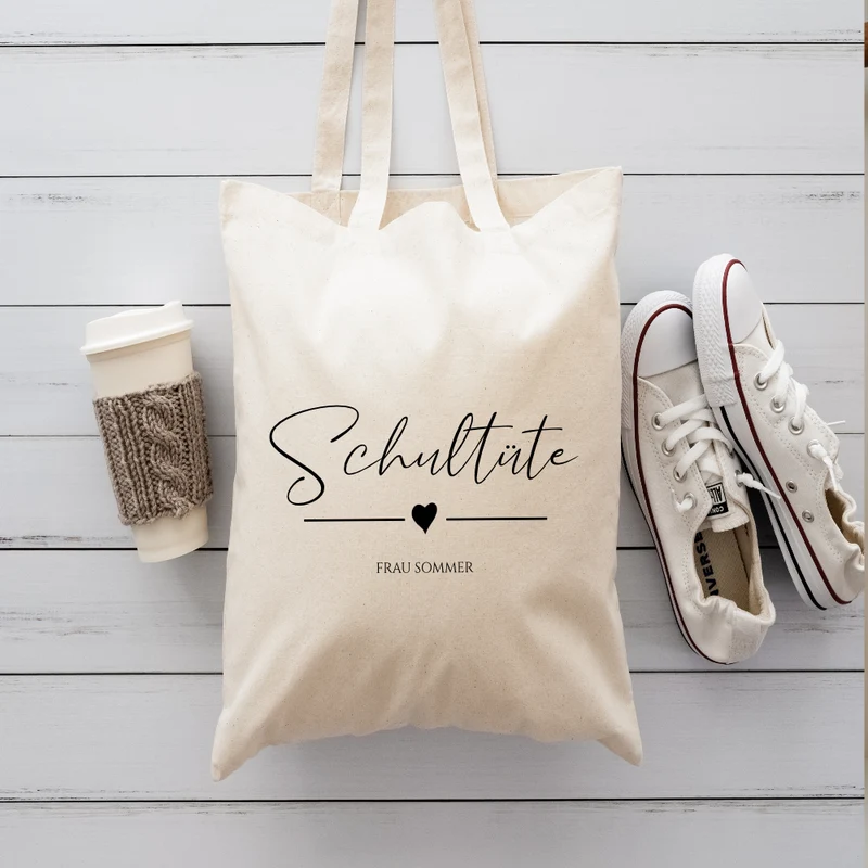 Stoffbeutel "Schultüte" Abschiedsgeschenk Lehrerin Tasche mit Namen Lehrerin Geschenk Geburtstag