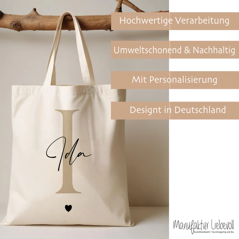 Stoffbeutel mit Namen und Buchstaben personalisiert