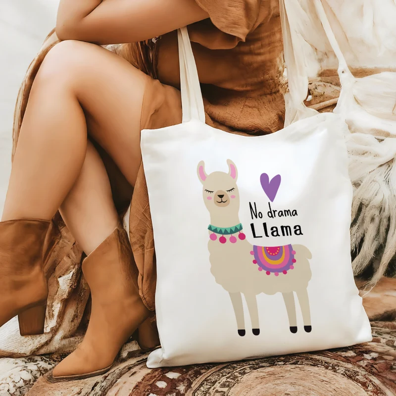 Stoffbeutel Lama Stofftasche Spruch Llamasté, Lächle... anspucken, Love ist Llamazing, No drama Llama