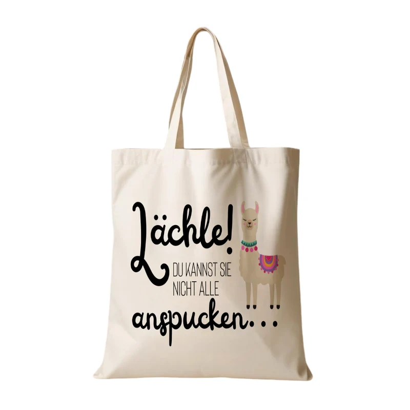 Stoffbeutel Lama Stofftasche Spruch Llamasté, Lächle... anspucken, Love ist Llamazing, No drama Llama