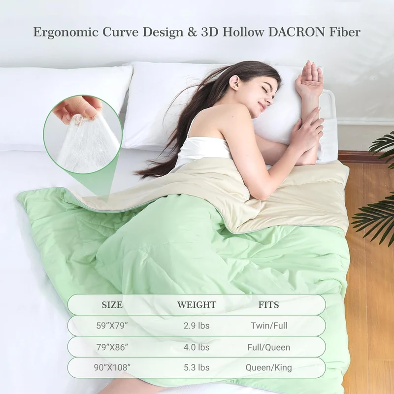 Ultra Soft Cloudy 3D Cooling Comforter Arc-chill Extreme Q Max 0.5-Green & Beige