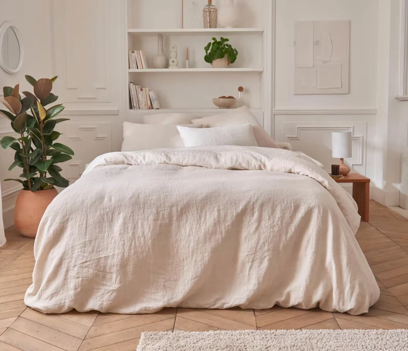 Drap housse en lin lavé