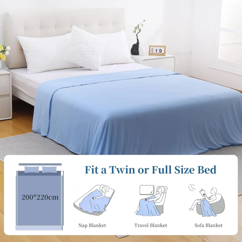 Elegear Cool Fiber Q-Max 0.4 Double-Sided Ice Silk Cooling Blanket – Lake Blue