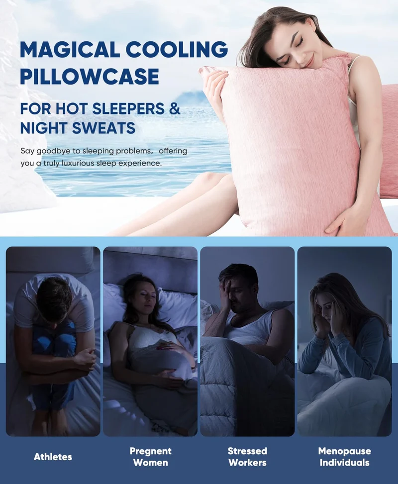 Revolutionary Light Pink Cooling Pillowcases Set of 2 – Arc-Chill Pro Q-Max 0.4