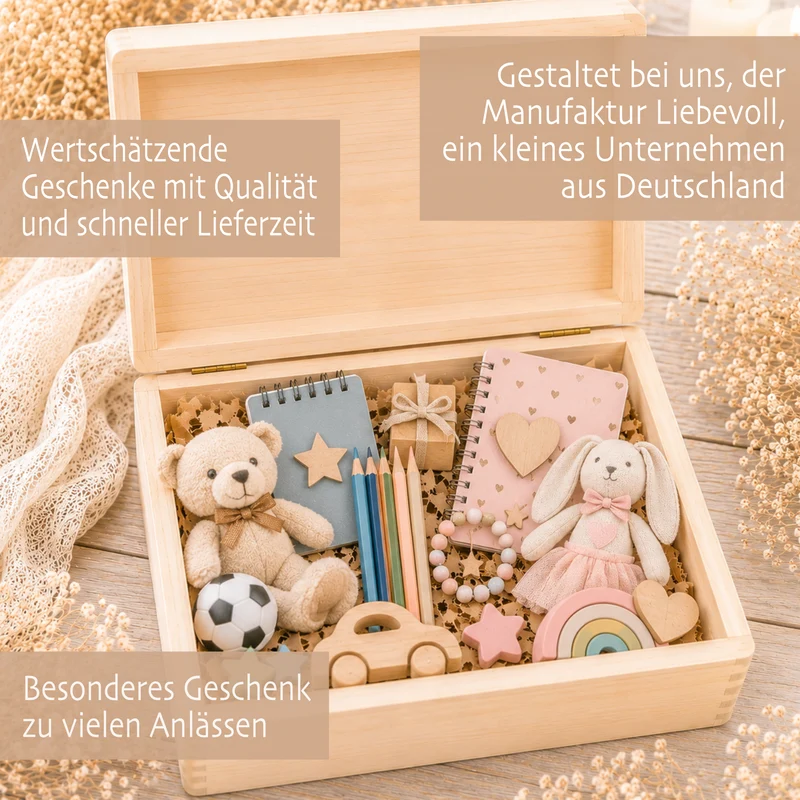 Personalisierte Erinnerungskiste Baby mit Namen, Geschenk zur Geburt, Taufgeschenk, Holzkiste Kinder, Erinnerungsbox Baby, Geschenk Kind