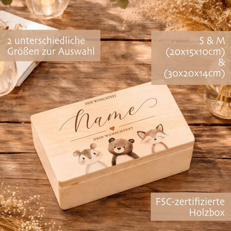 Personalisierte Erinnerungskiste Baby mit Namen, Geschenk zur Geburt, Taufgeschenk, Holzkiste Kinder, Erinnerungsbox Baby, Geschenk Kind