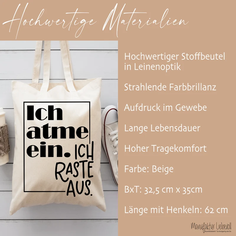 Stoffbeutel mit Spruch, Einkaufstasche mit lustigen Sprüchen