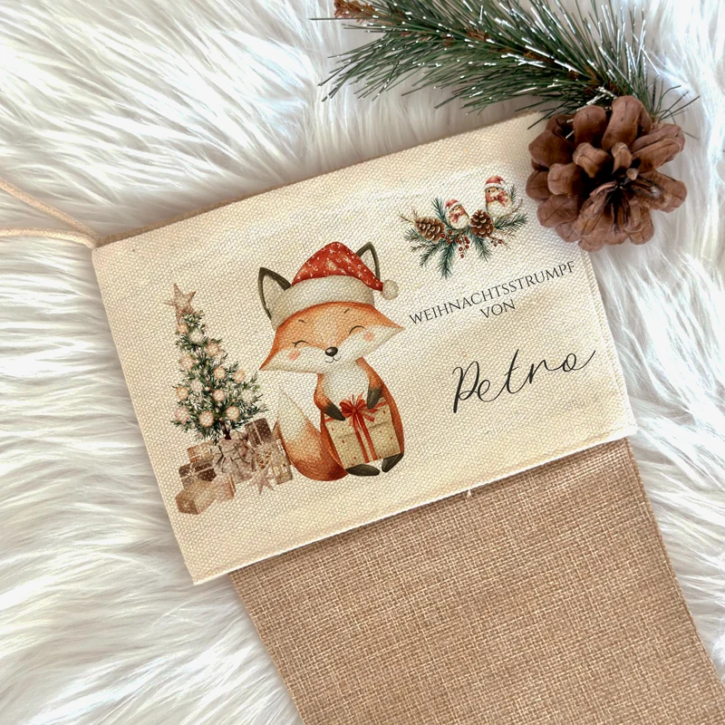 Nikolausstrumpf Nikolausstiefel personalisiert Kinder Weihnachtsstrumpf Fuchs Mädchen Jungen Name Weihnachtsstiefel Nikolaussocke