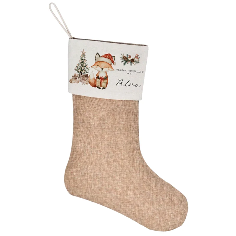 Nikolausstrumpf Nikolausstiefel personalisiert Kinder Weihnachtsstrumpf Fuchs Mädchen Jungen Name Weihnachtsstiefel Nikolaussocke