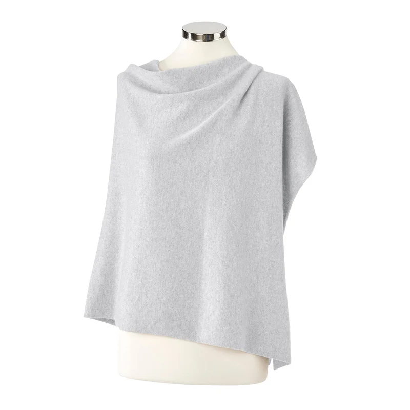 Poncho cachemire - Gris clair