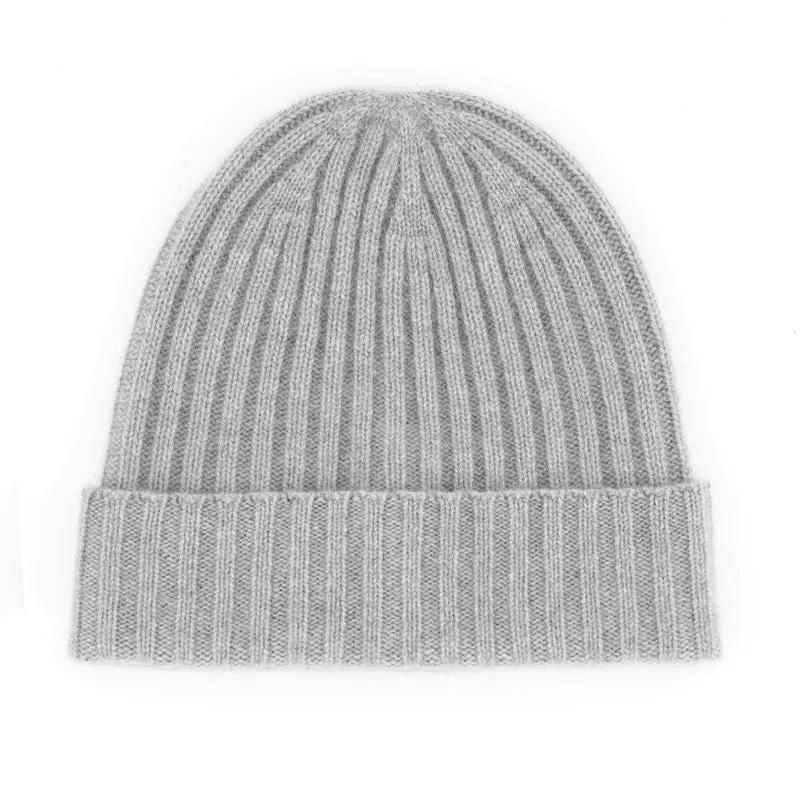 Bonnet à côtes anglaises cachemire - Gris clair