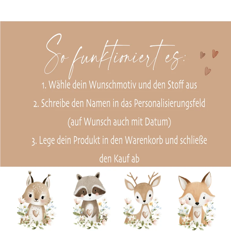 Personalisierte Stoff Schultüte mit Namen – Süße Waldtiere Motive & Boho-Details – Handgemacht zur Einschulung