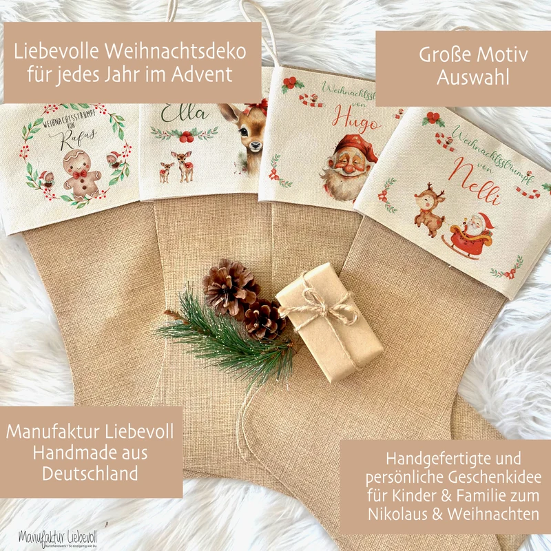 Nikolausstrumpf Nikolausstiefel personalisiert Kinder Weihnachtsstrumpf Name Weihnachtsstiefel Nikolaussocke Mädchen Jungen Weihnachten