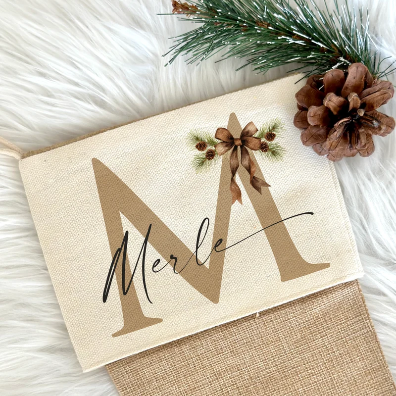 Nikolausstiefel Name & Monogramm I Personalisierter Boho Weihnachtsstiefel I Nikolausstrumpf Weihnachtsgeschenk I 4 Varianten zur Auswahl