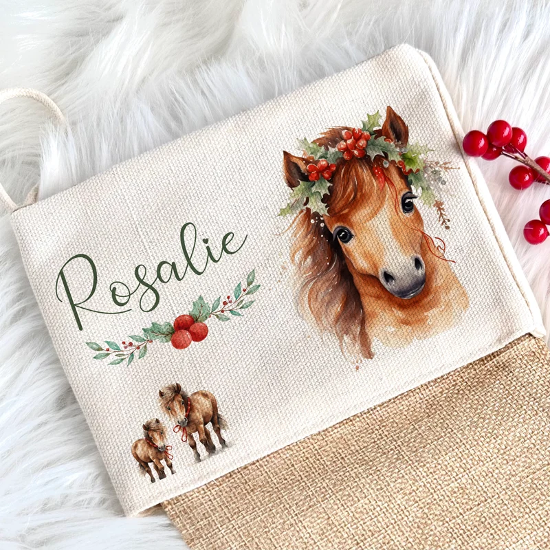 Personalisierter Weihnachtsstrumpf Erdmännchen für Mädchen, Jungen Teenager mit Namen zum Nikolaus und Weihnachten | Nikolausstrumpf Geschenkidee für Kinder I 7 Motivvarianten zur Auswahl