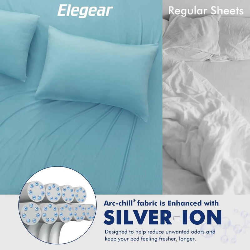 Elegear Blue Cooling Blanket –Silver Ion Freshness, Arc-Chill 3.0, Lightweight for Hot Sleepers