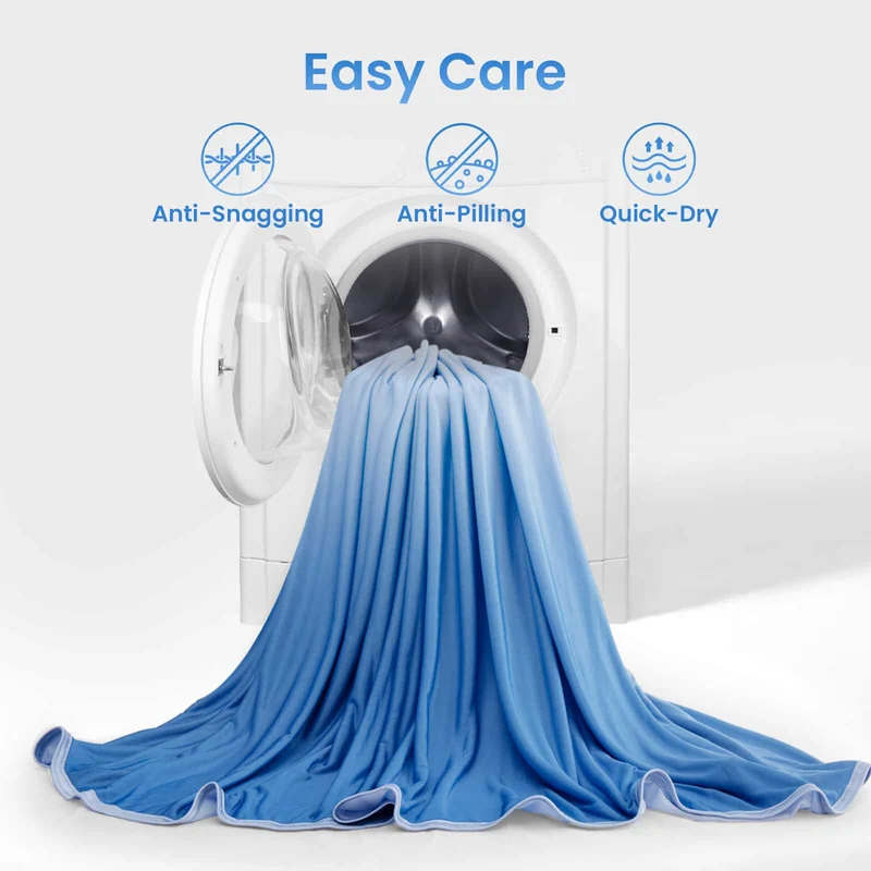 Q-Max > 0.5 Gradient Blue Cooling Blanket – Double-Sided, Breathable & Machine Washable