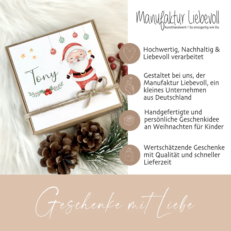 Kinder Geschenkschachtel Weihnachten I Name Personalisiert Mädchen Jungen I Weihnachtsgeschenk Weihnachtsmann