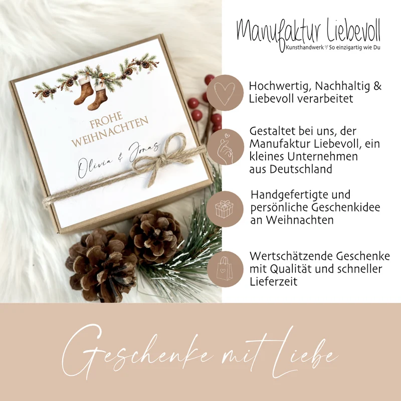 Geschenk Box Geschenkschachtel Frohe Weihnachten I Name Personalisiert I Weihnachtsgeschenk Karte I 3 Varianten