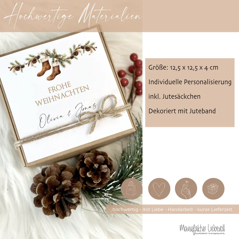 Geschenk Box Geschenkschachtel Frohe Weihnachten I Name Personalisiert I Weihnachtsgeschenk Karte I 3 Varianten