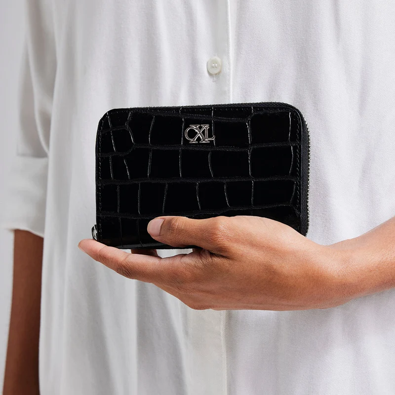 Petit portefeuille Tuilerie en cuir croco italien