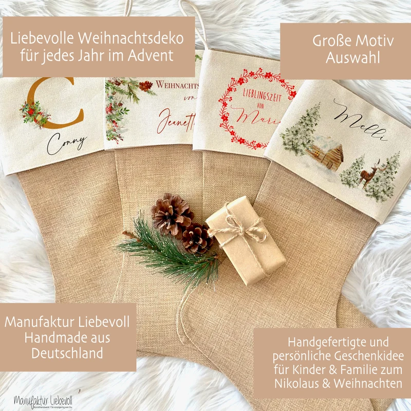 Nikolausstrumpf personalisiert Nikolausstiefel Kinder Erwachsene Weihnachtsstrumpf Name Weihnachtsstiefel Nikolaussocke Weihnachtsgeschenk
