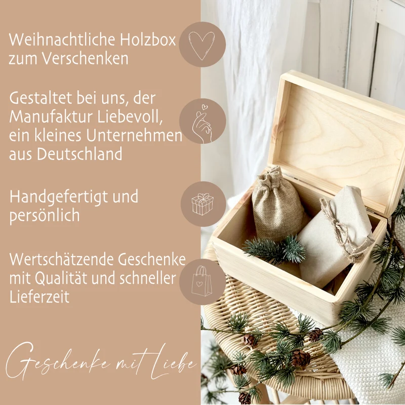 Holzbox Personalisiert Weihnachten Fuchs Geschenkbox Frohe Weihnachten Personalisierte Heiligabend für Kinder Fuchs Weihnachtsbox Holzkiste