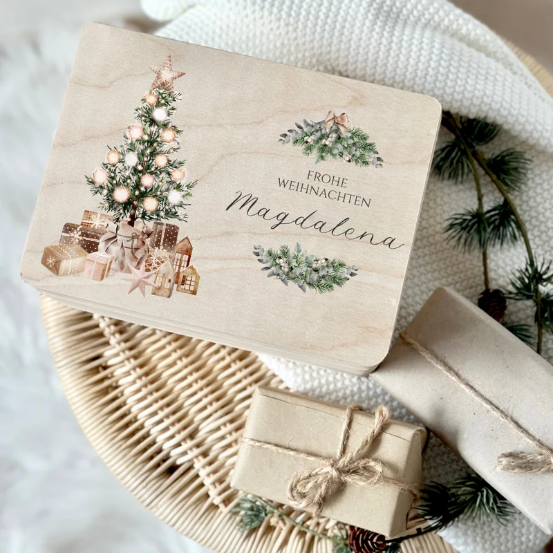 Personalisierte Heiligabend Box Holzbox Personalisiert Weihnachten Geschenk Frohe Weihnachten für Kinder Familie Frauen Freundin Holzkiste