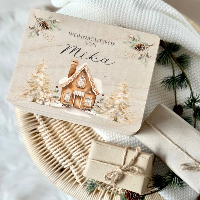 Heiligabend Box Personalisiert Holzbox Personalisiert Weihnachten Geschenk Frohe Weihnachten für Kinder Familie Frauen Freundin Holzkiste