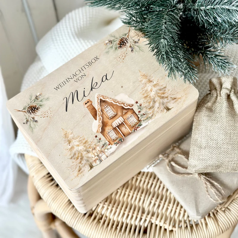 Heiligabend Box Personalisiert Holzbox Personalisiert Weihnachten Geschenk Frohe Weihnachten für Kinder Familie Frauen Freundin Holzkiste
