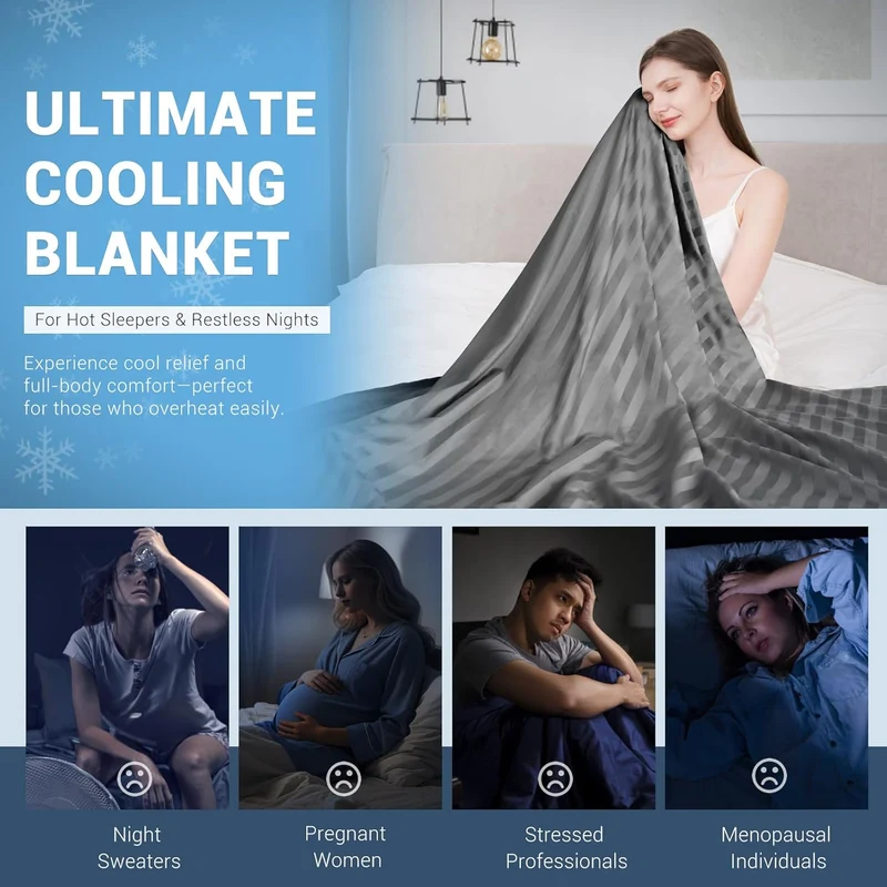 Arc-Chill® Cooling Fabric Q-max>0.5 Double-Sided Summer Blanket of Dark Grey